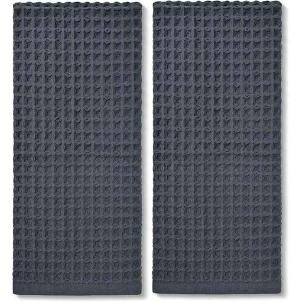 Waffle Hand Towels Set 2 Pack Cotton Quick Dry Lint Free Bathroom Kitchen Face